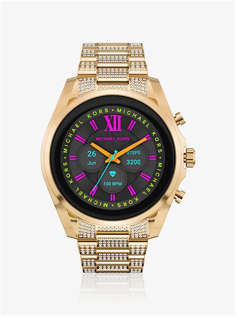 michael kors gen 6 bradshaw pavé gold-tone smartwatch - metallic|Gen 6 Bradshaw Pavé Gold.